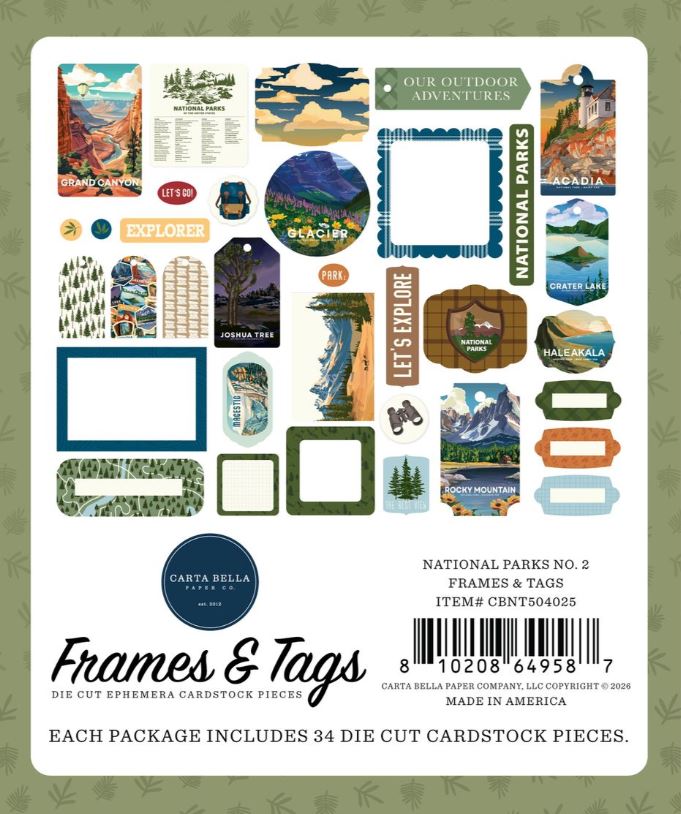 Carta Bella National Parks No. 2 Frames & Tags