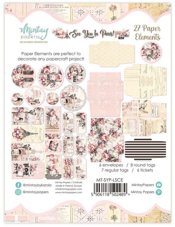 Mintay Papers See You In Paris 27 Paper Elements