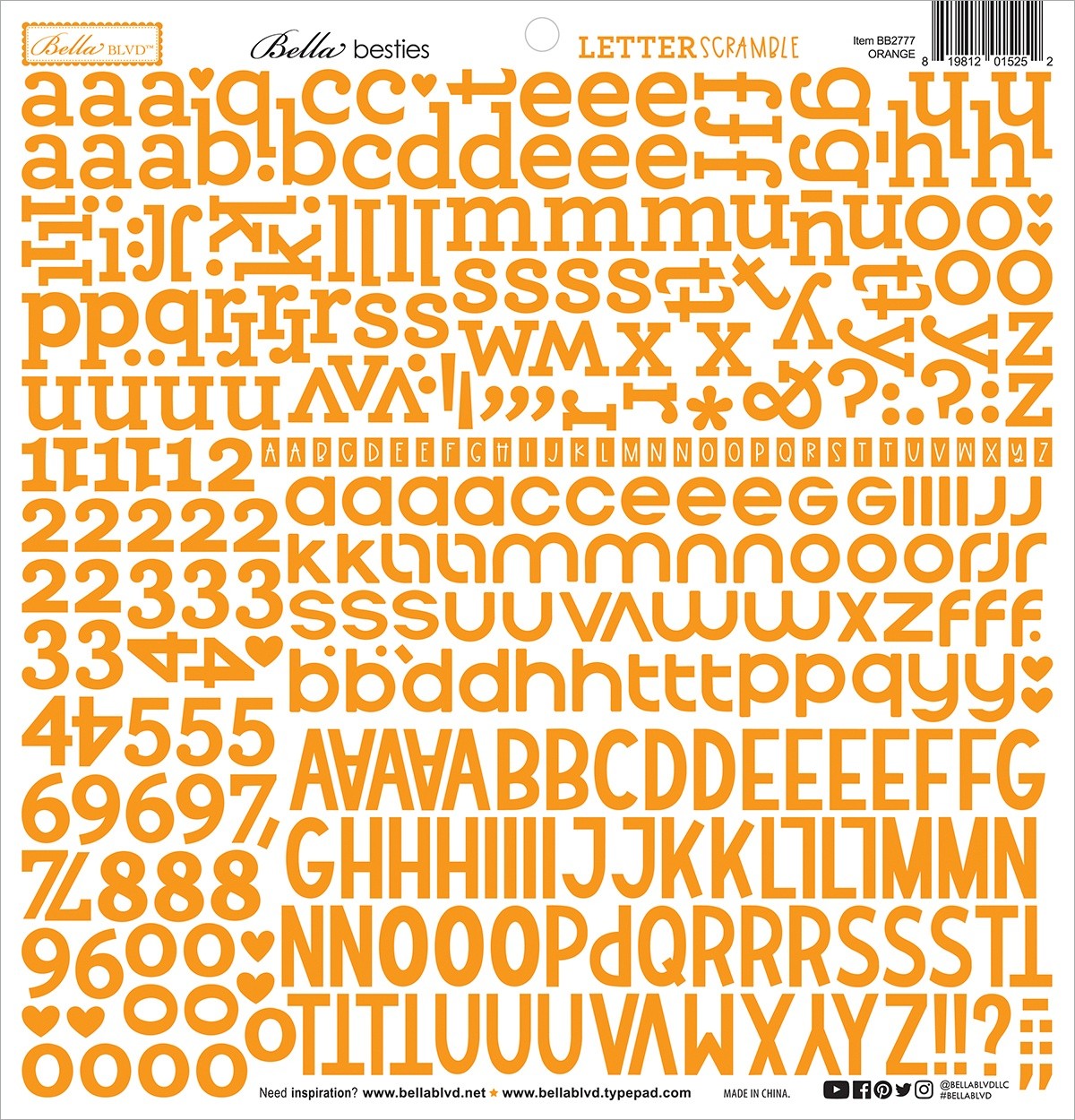 Orange Letter Scramble Alpha Stickers