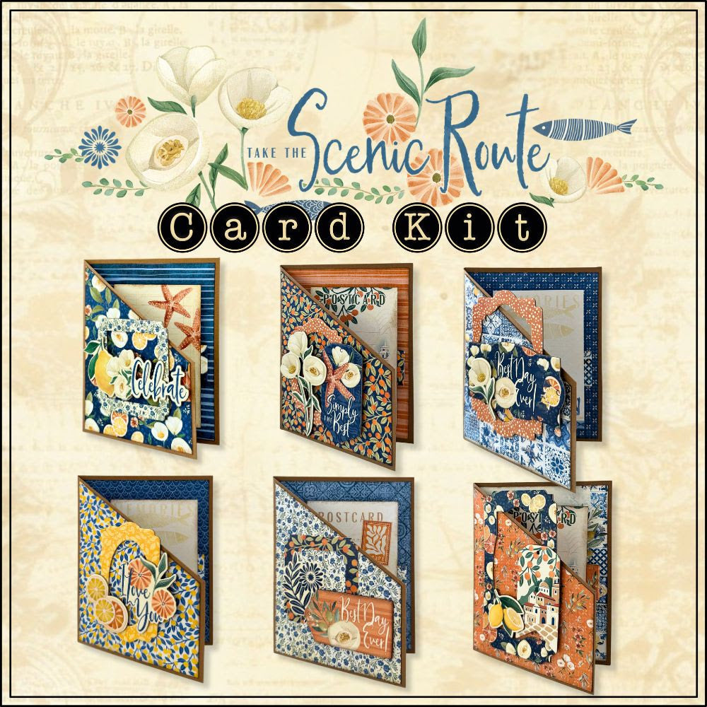 Graphic 45 Card Class Series - Take the Scenic Route Peel Back Card Kit