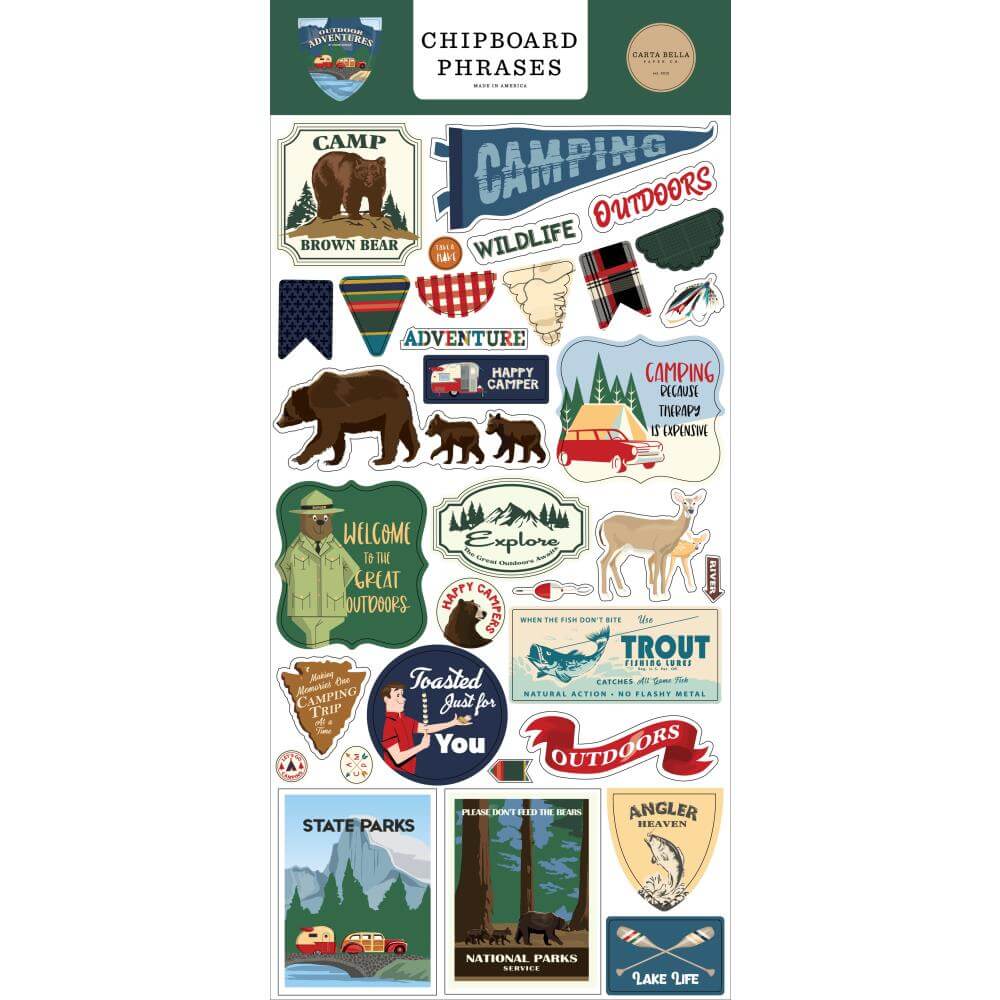 Outdoor Adventures 6x13 Chipboard Phrases