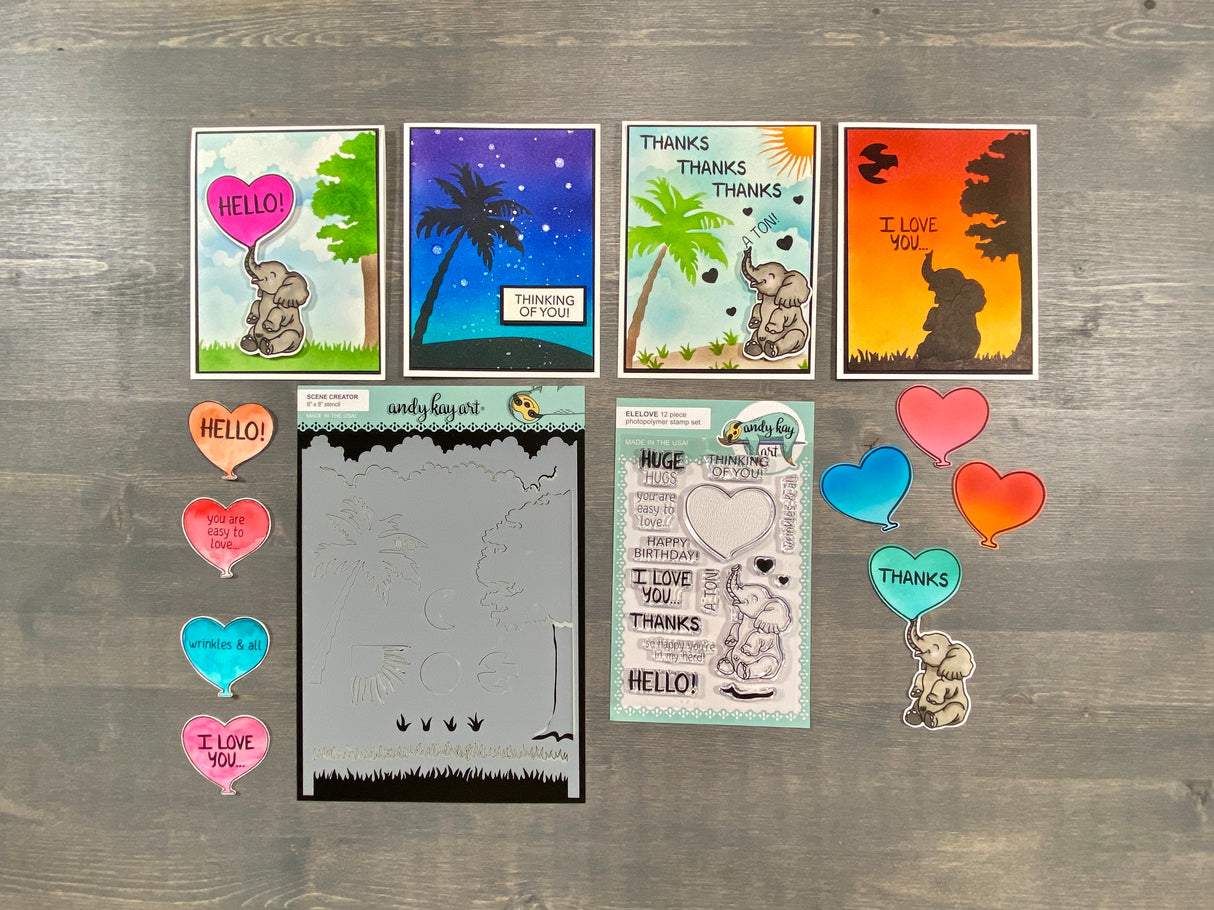 Sending Huge Hugs Stamp and Stencil Kit by Amy Sonnemann
