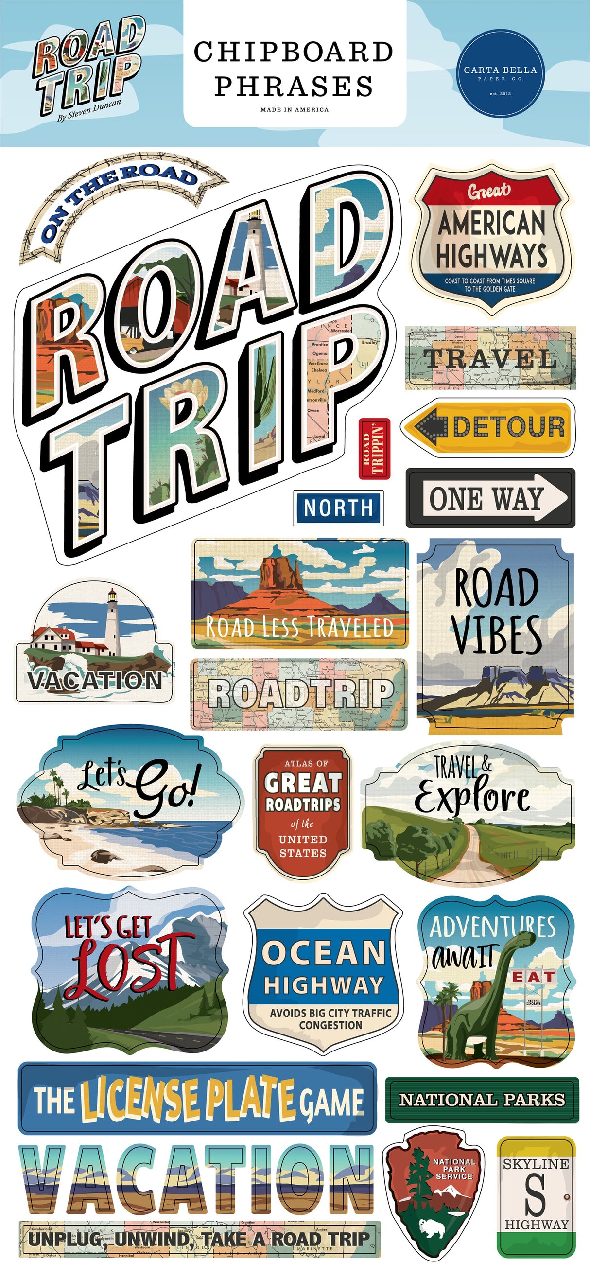 Road Trip Collection - Chipboard Phrases