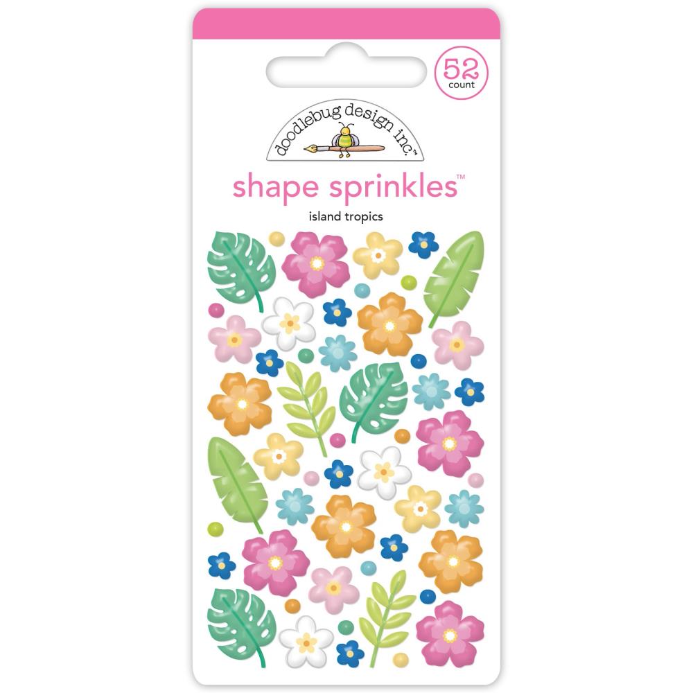 Doodlebug Sprinkles Adhesive Enamel Shapes - Island Tropics, Summer Fun