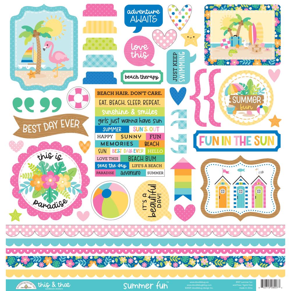 Doodlebug This & That Cardstock Stickers - Summer Fun
