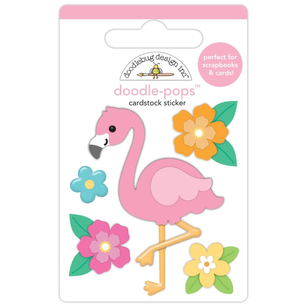 Doodlebug Doodle-Pops 3D Sticker - Flora Flamingo, Summer Fun