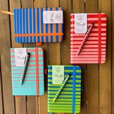 MANIFOL Striped A6 Notebook with Matching Pen (Pocket Journal)