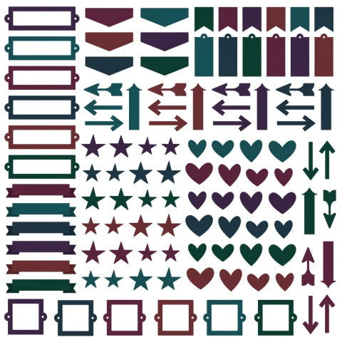 Simple Stories - Color Vibe Chipboard Bits - Dark