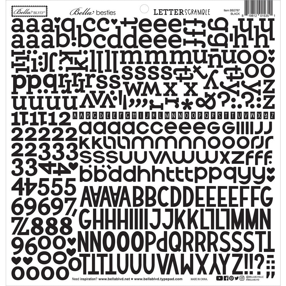 Black Letter Scramble Alpha Stickers