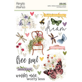 Simple Vintage Meadow Flowers - Rub Ons