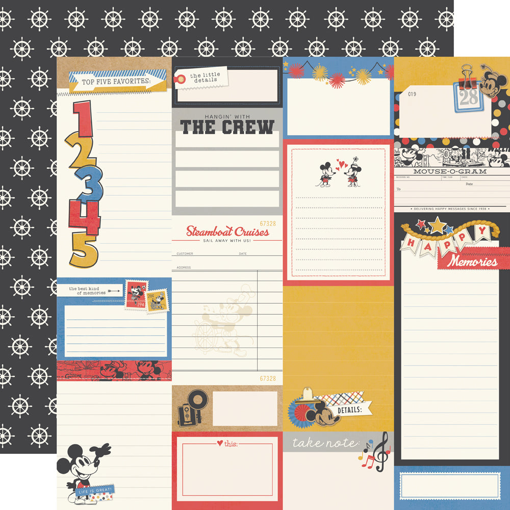 Say Cheese Classic Mouse -  Journal Elements - 12x12 Double Side Cardstock
