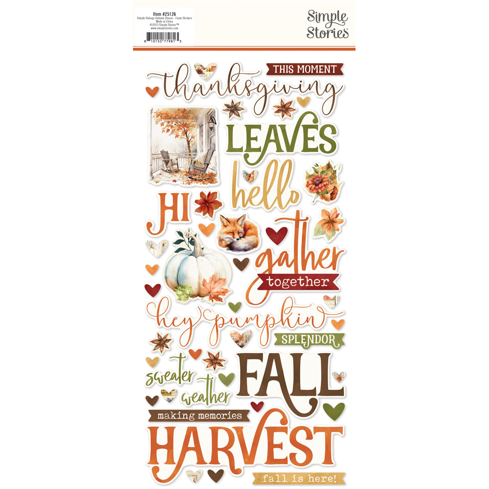 Simple Vintage Autumn Breeze - Foam Stickers