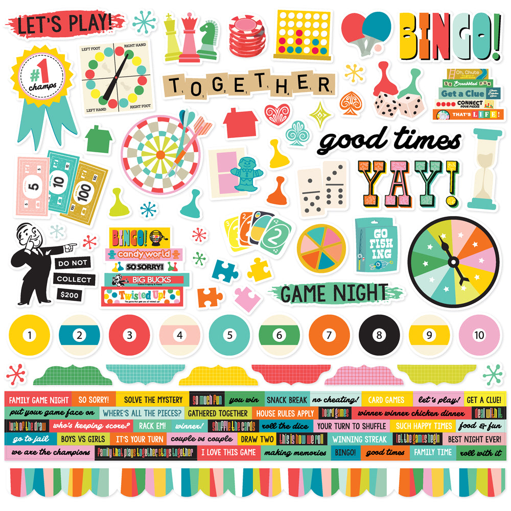 Game Night Cardstock Stickers