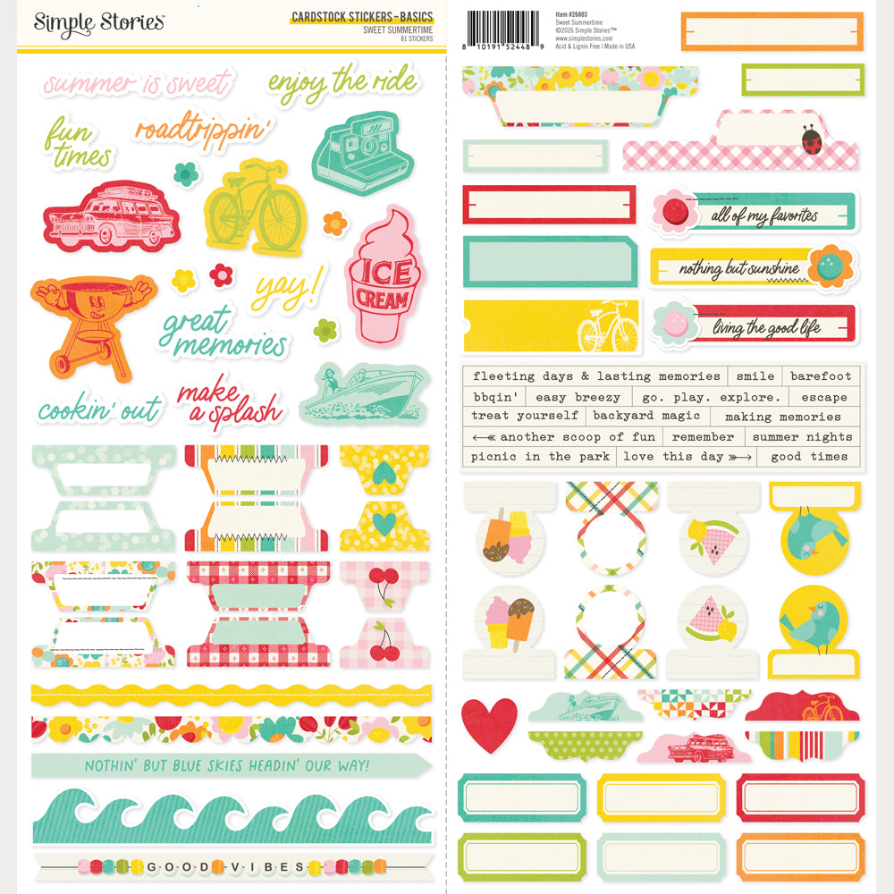 Sweet Summertime - Cardstock Stickers Basics