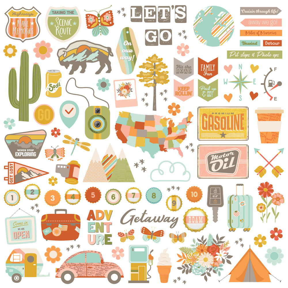 Open Road - Chipboard Pieces