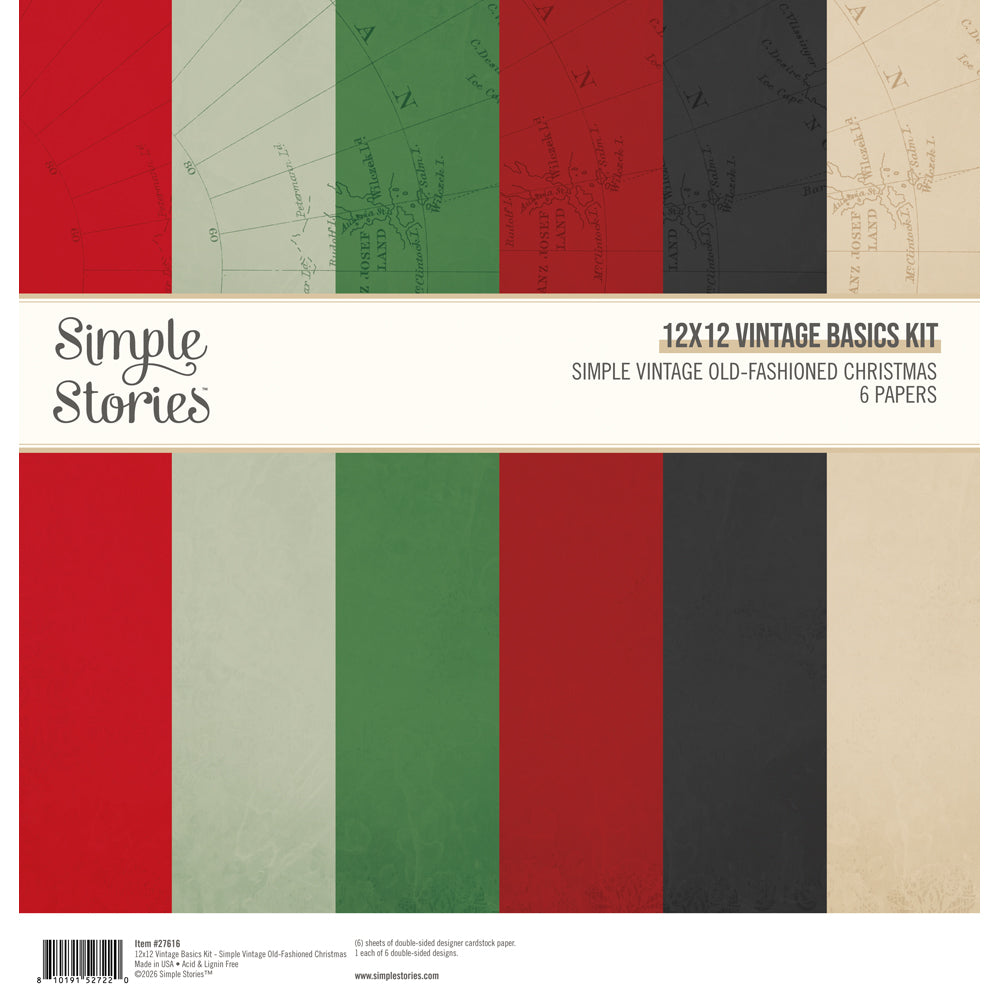 Simple Stories - Simple Vintage Old Fashioned Christmas 12x12 Vintage Basics Kit **PRE-ORDER**