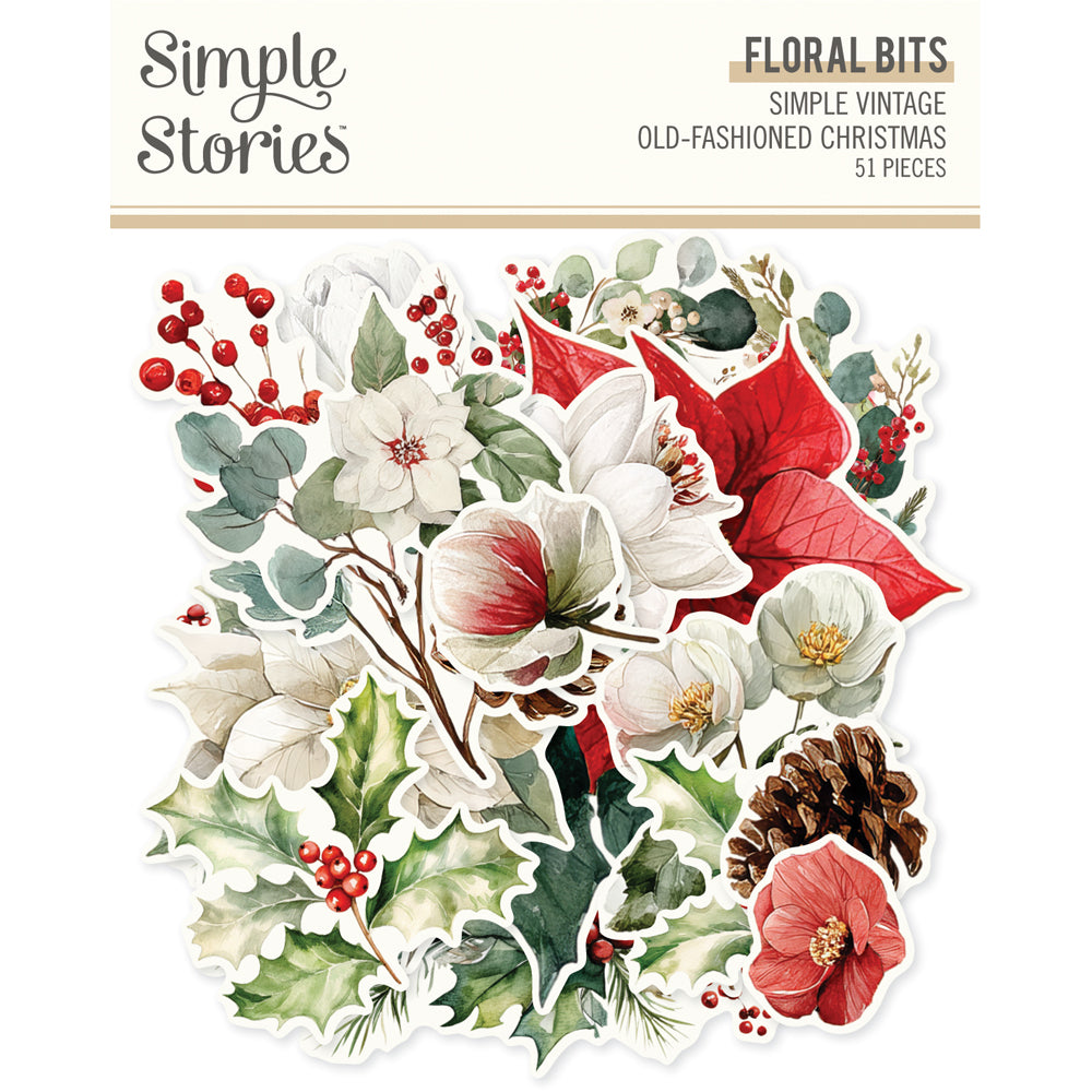 Simple Stories - Simple Vintage Old Fashioned Christmas Floral Bits & Pieces **PRE-ORDER**