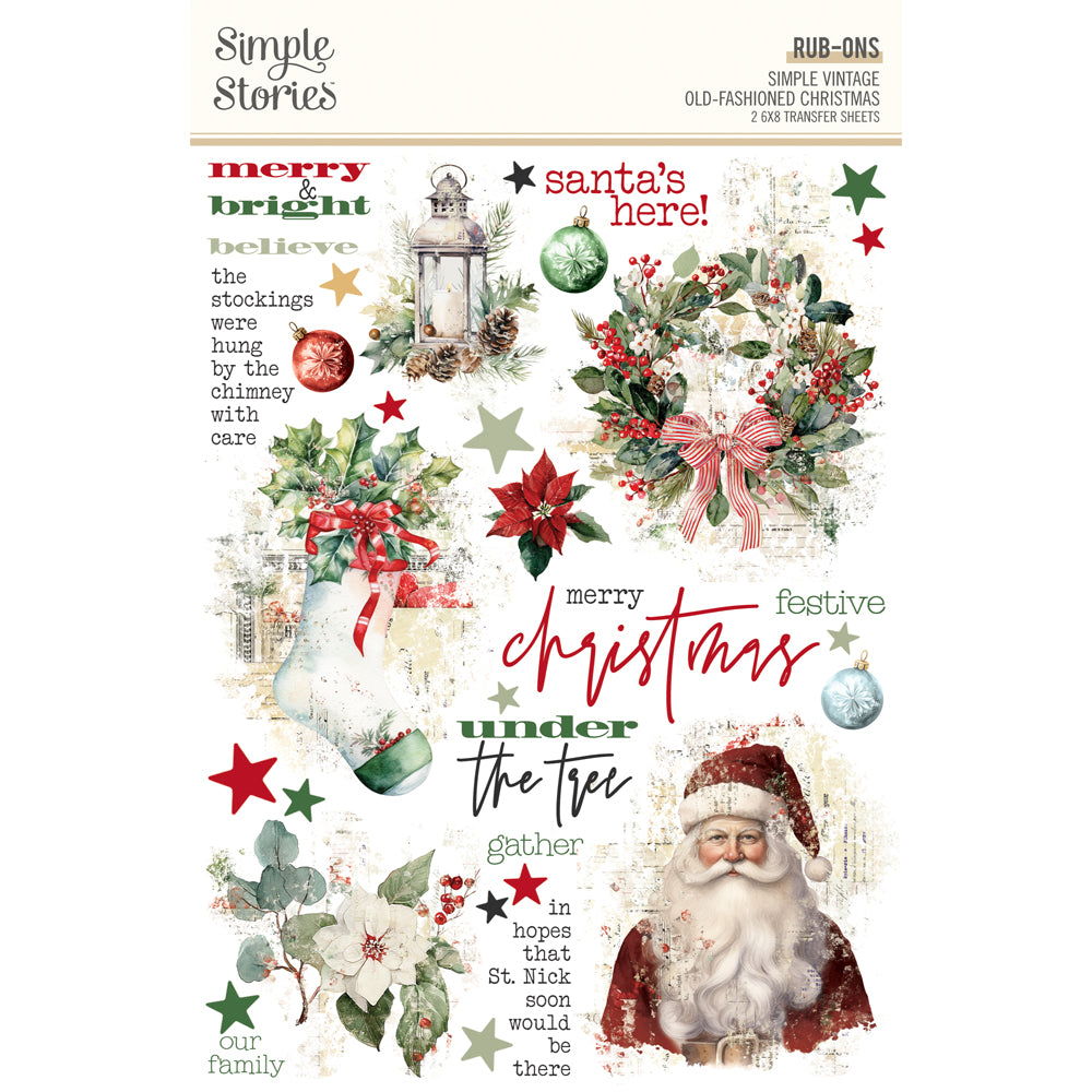 Simple Stories - Simple Vintage Old Fashioned Christmas Rub Ons **PRE-ORDER**