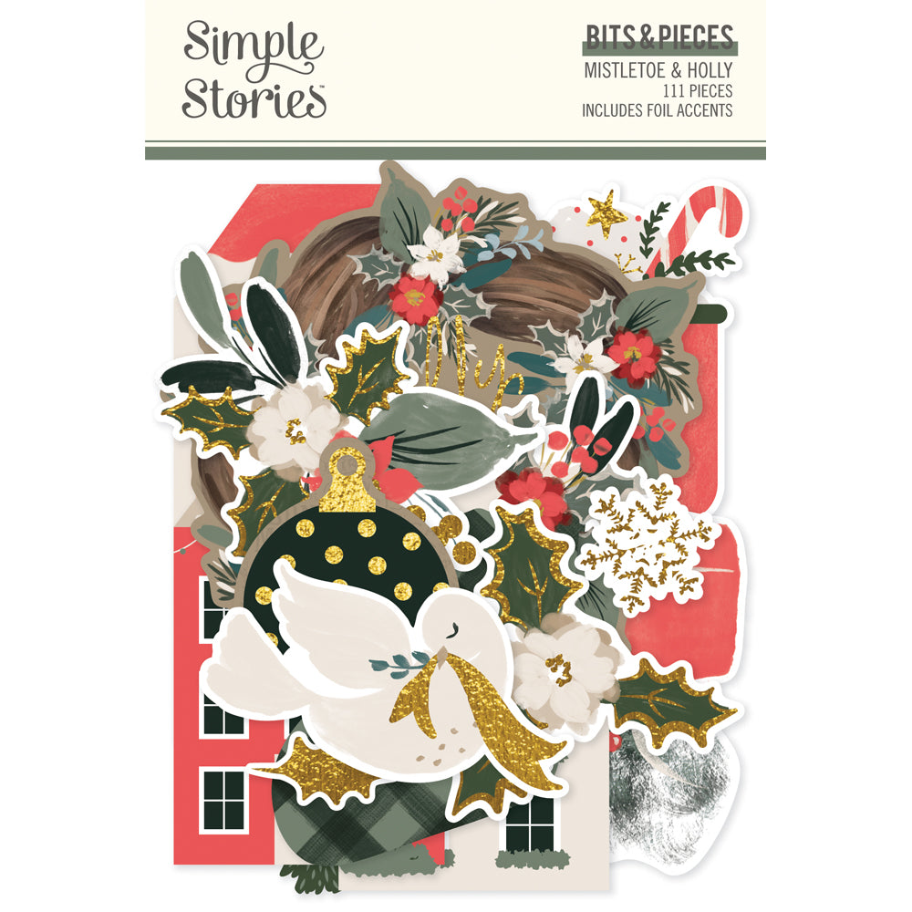 Simple Stories - Mistletoe & Holly Bits & Pieces (Gold Foil) **PRE-ORDER**