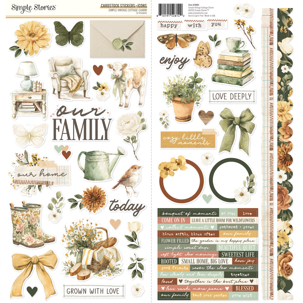Simple Stories - Simple Vintage Cottage Charm Cardstock Stickers Icons **Pre-Order**