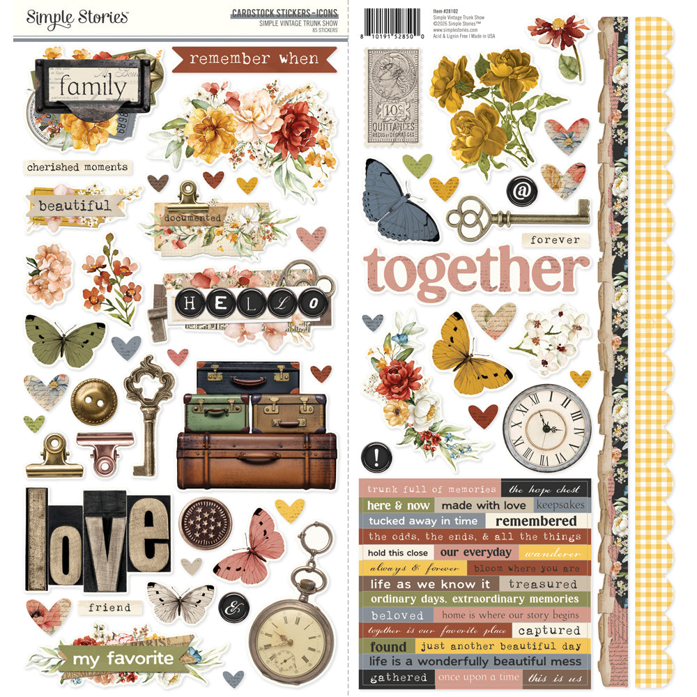 Simple Stories - Simple Vintage Trunk Show  Cardstock Stickers Icons **Pre-Order**