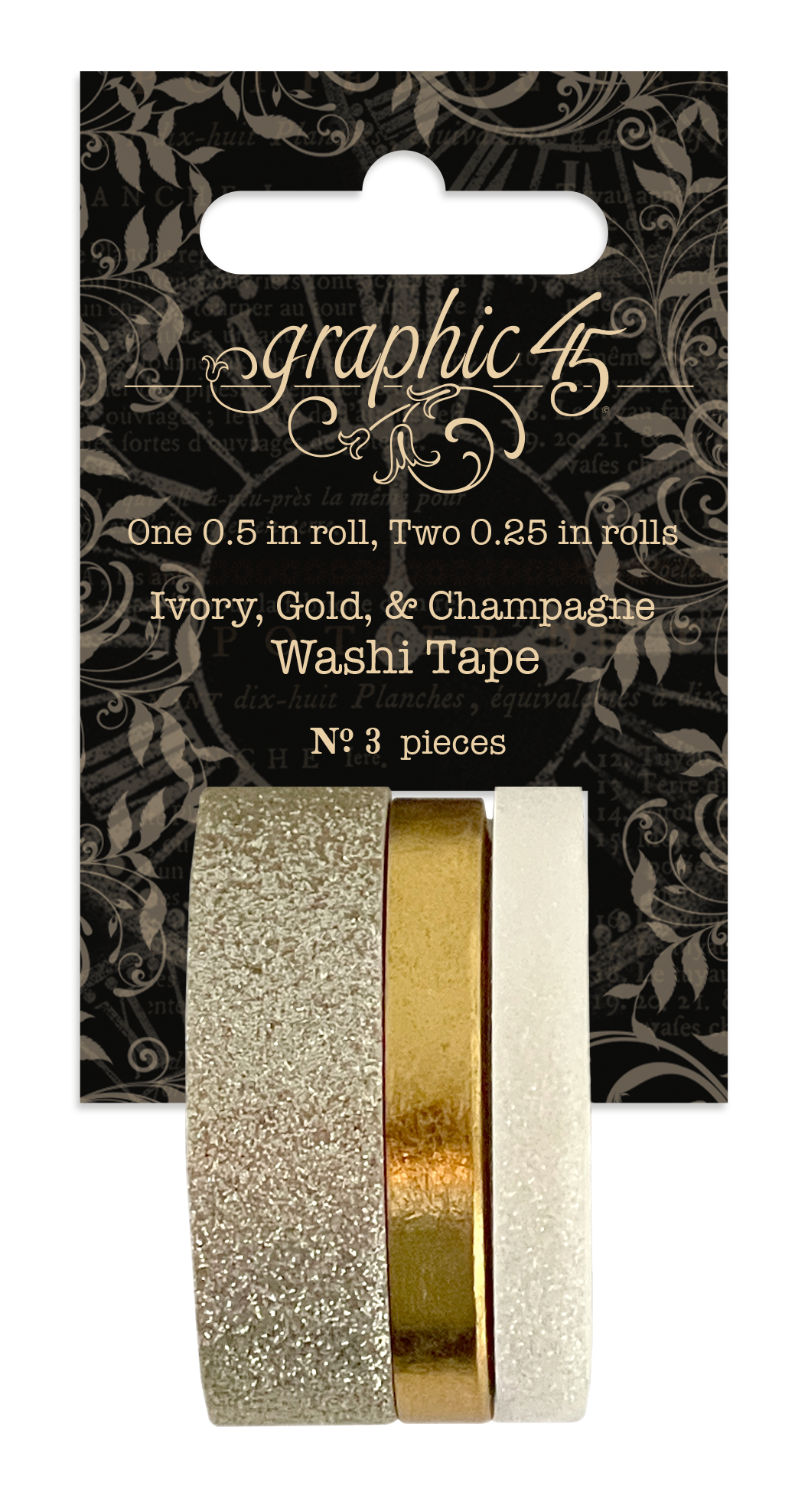 Glitter & Gloss Washi Tape Set – Ivory, Gold, & Champagne
