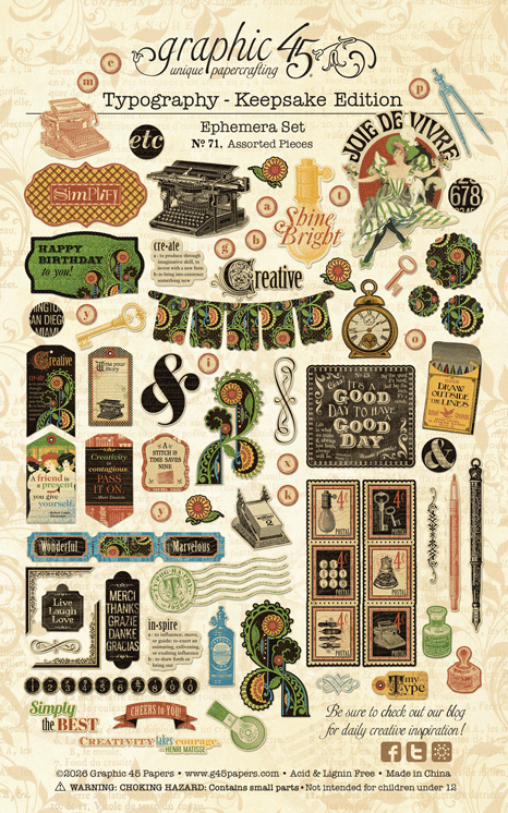Graphic 45 Keepsake Kit with Exclusive Metal Die (Typography)