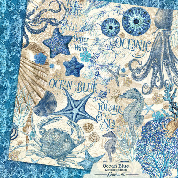 Graphic 45 Keepsake Kit with Exclusive Metal Die (Ocean Blue)