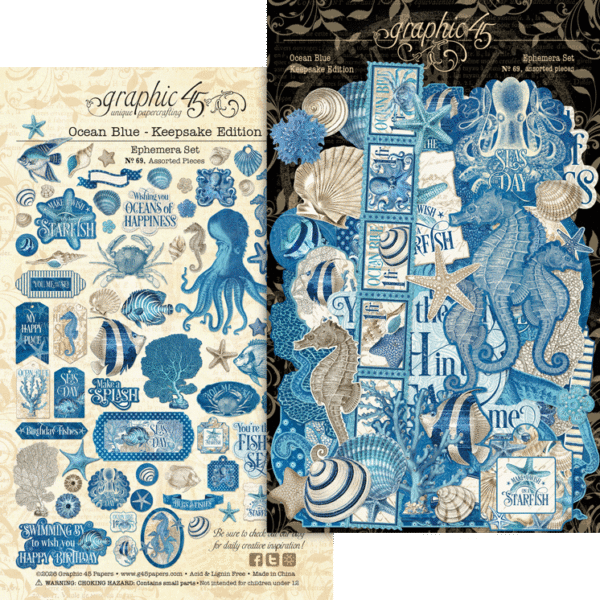 Graphic 45 Keepsake Kit with Exclusive Metal Die (Ocean Blue)