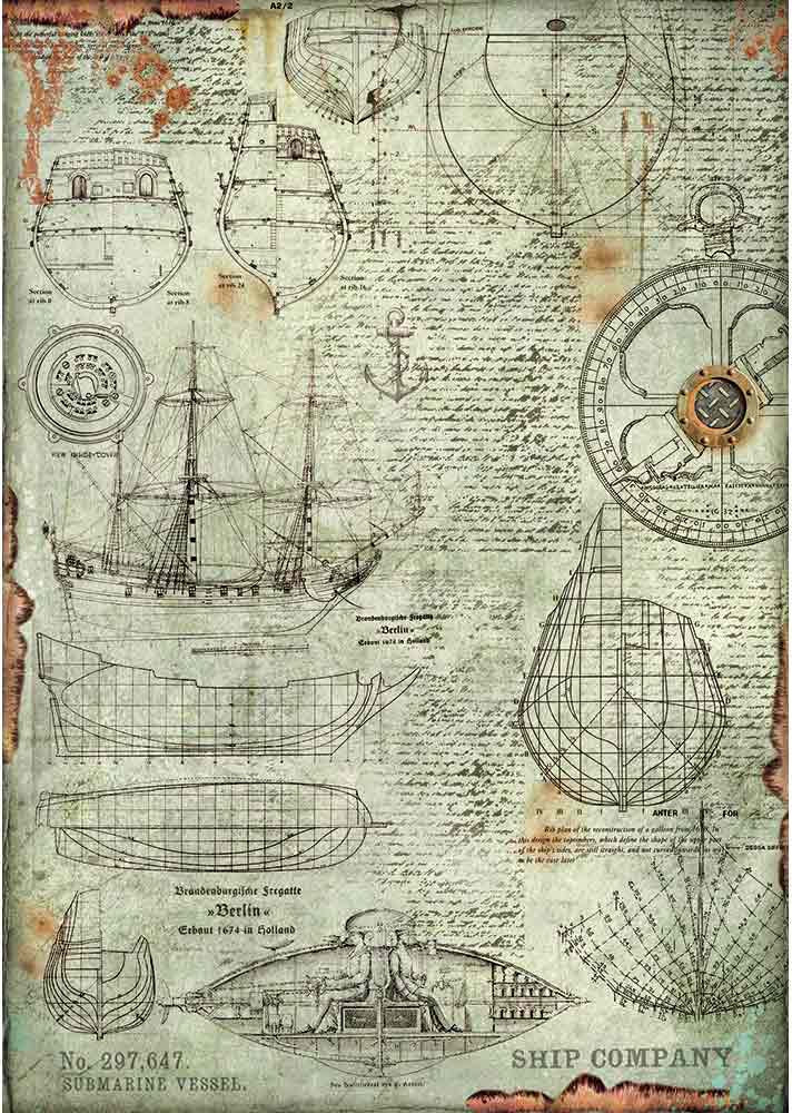 Boat Project Stamperia Rice Paper Sheet A3