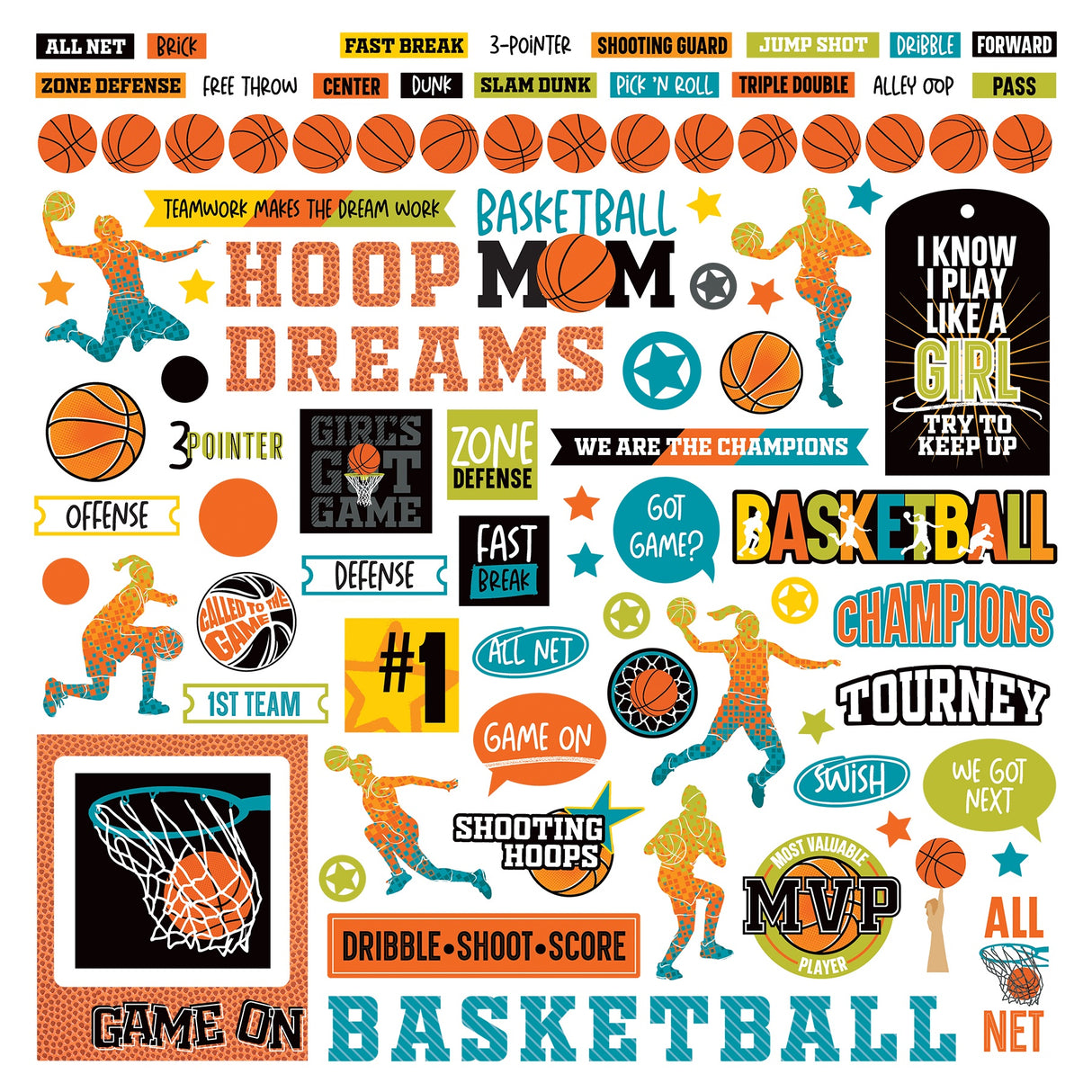 MVP Basketball 12"X12" Element Sticker
