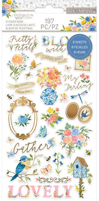 K&Company Antique Garden Sticker Book 197/Pkg-Gold Foil