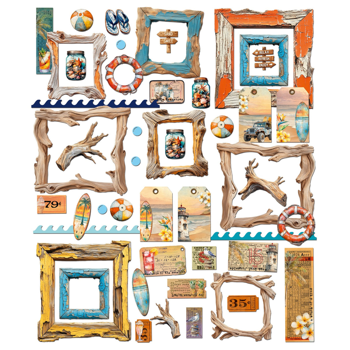 49 And Marketing Die-Cuts Elements, Beach Vibes