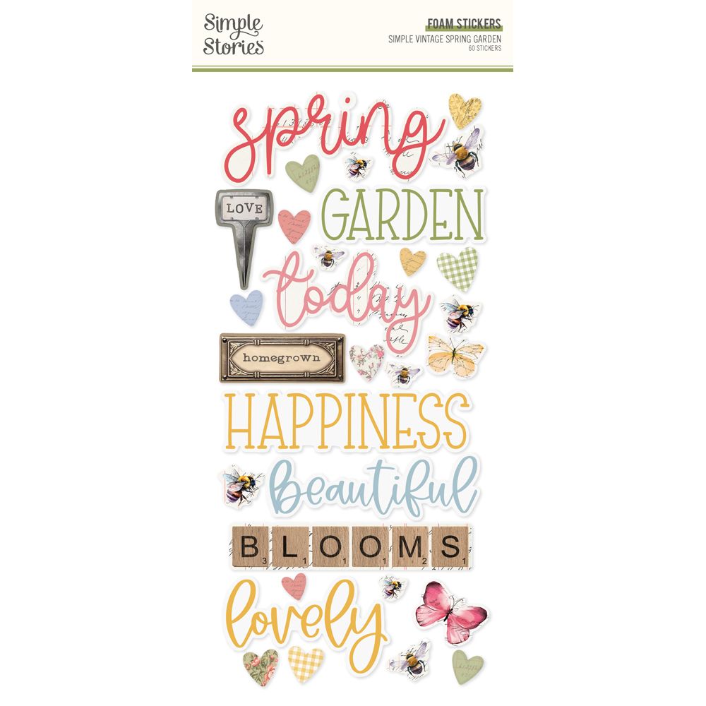 Simple Vintage Spring Garden - Foam Stickers