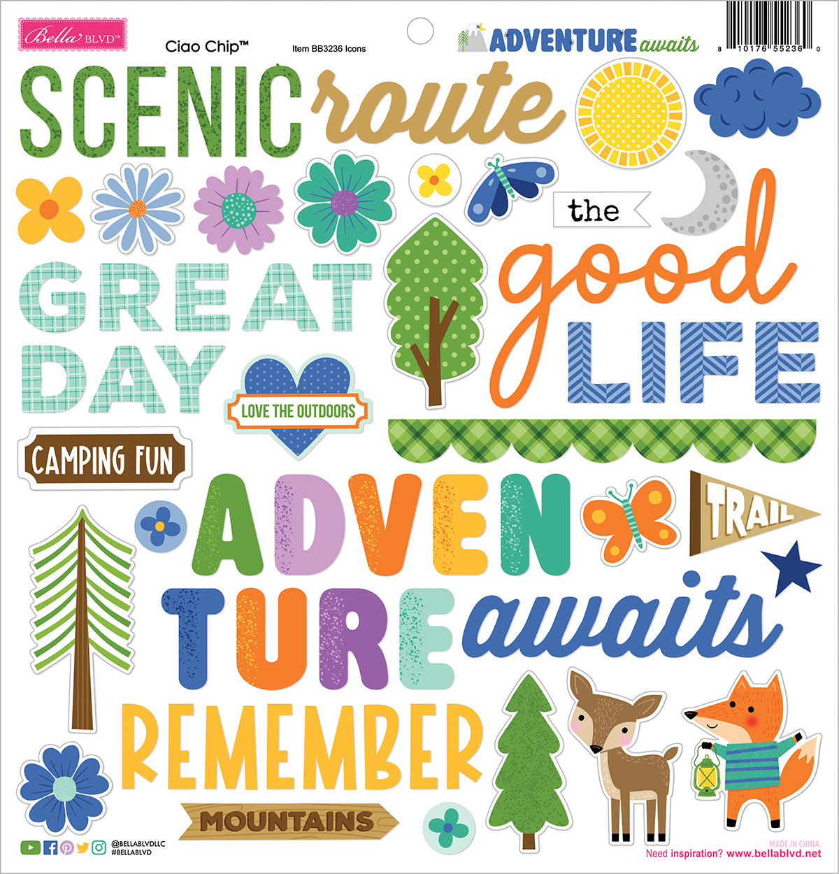 Adventure Awaits Ciao Chipboard Icons