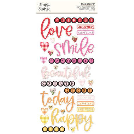 Simple Vintage Essentials Color Palette Titles - Foam Stickers