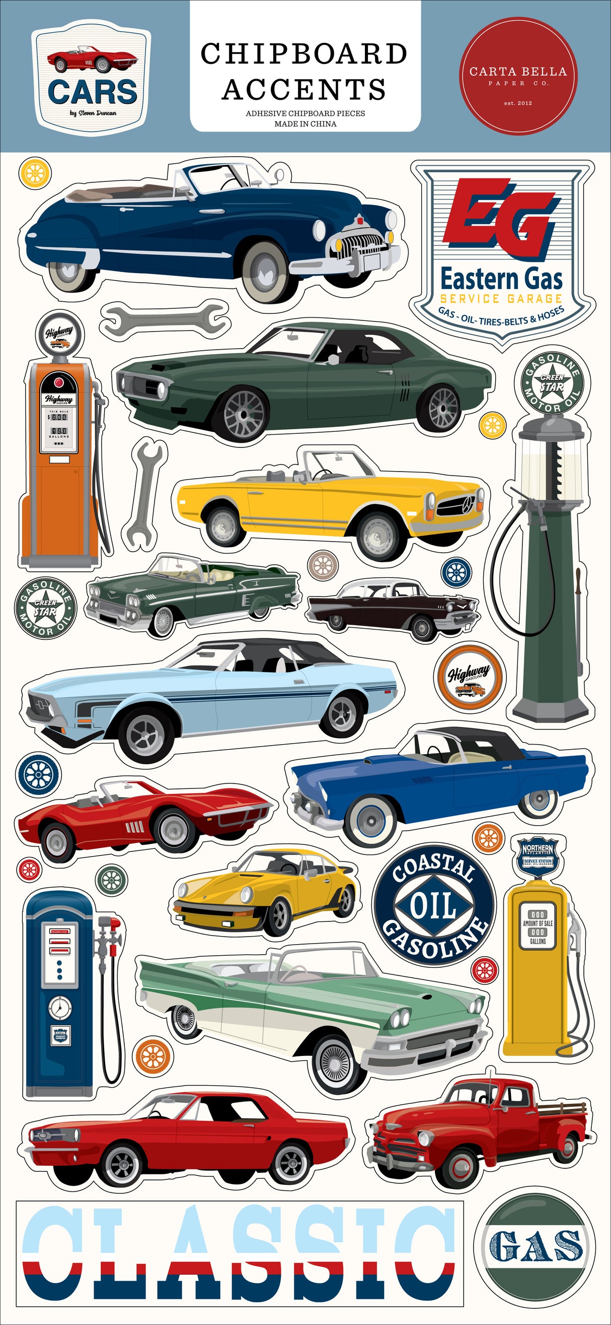 Cars Chipboard 6"X13"