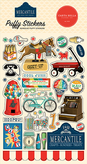 Mercantile Puffy Stickers
