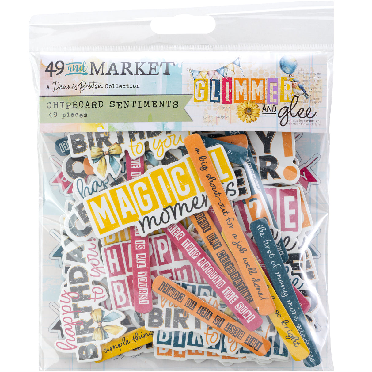 49 and Market Chipboard Elements - Glimmer and Glee