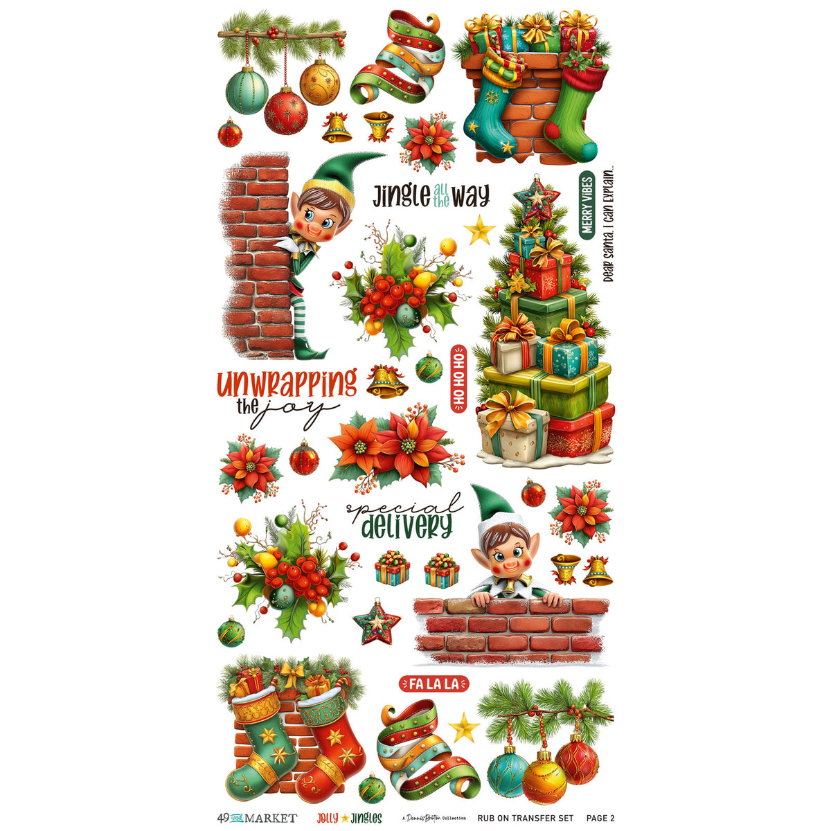 49 and Market - Jolly Jingles 6 x12 Blendable Rub-on Transfer Set official product image 2