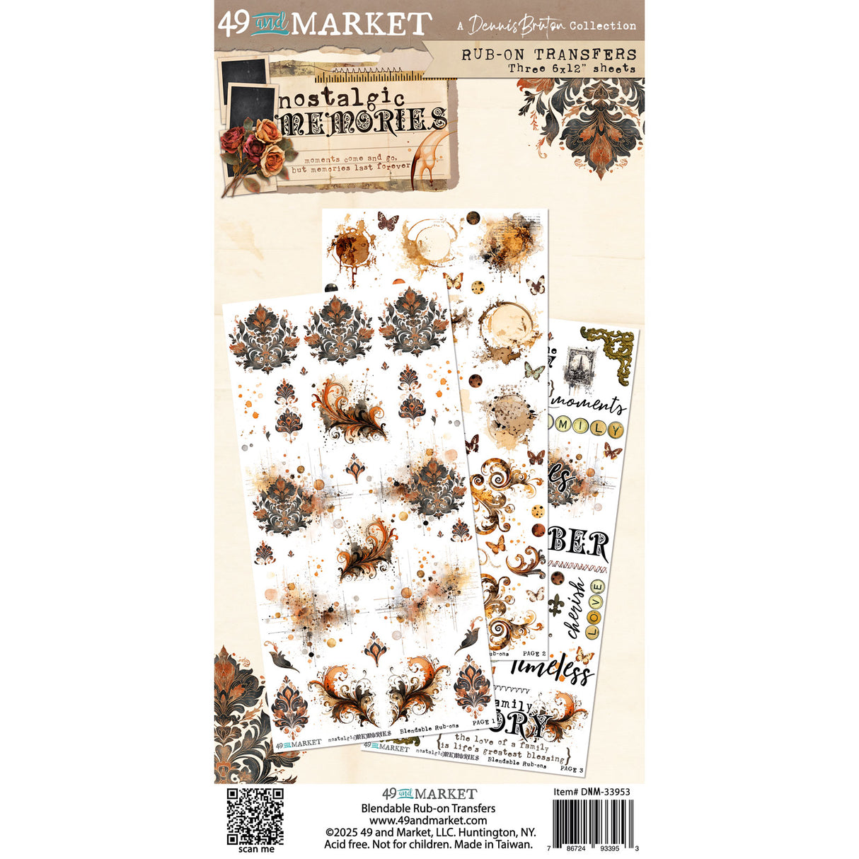 49 and Market 6 x 12 Blendable Rub-On Transfers  - Nostalgic Memories (Dennis Bruton)