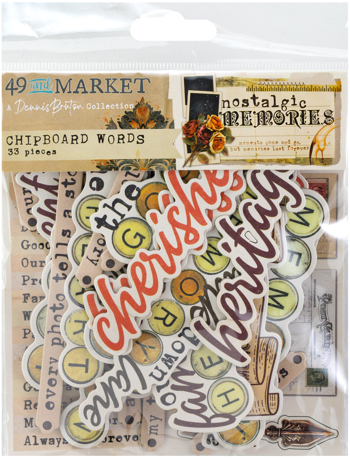 49 and Market Chipboard Words - Nostalgic Memories (Dennis Bruton)