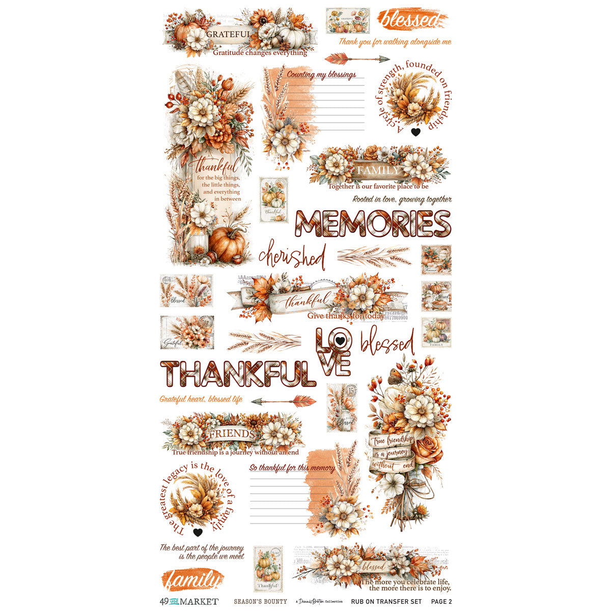 49 and Market - Season's Bounty 6 x12 Essential Rub-on Transfer Set official product image 2
