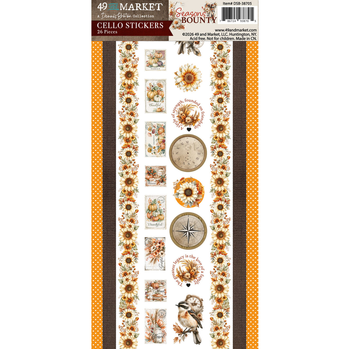 49 and Market Season's Bounty Cello Stickers product photo