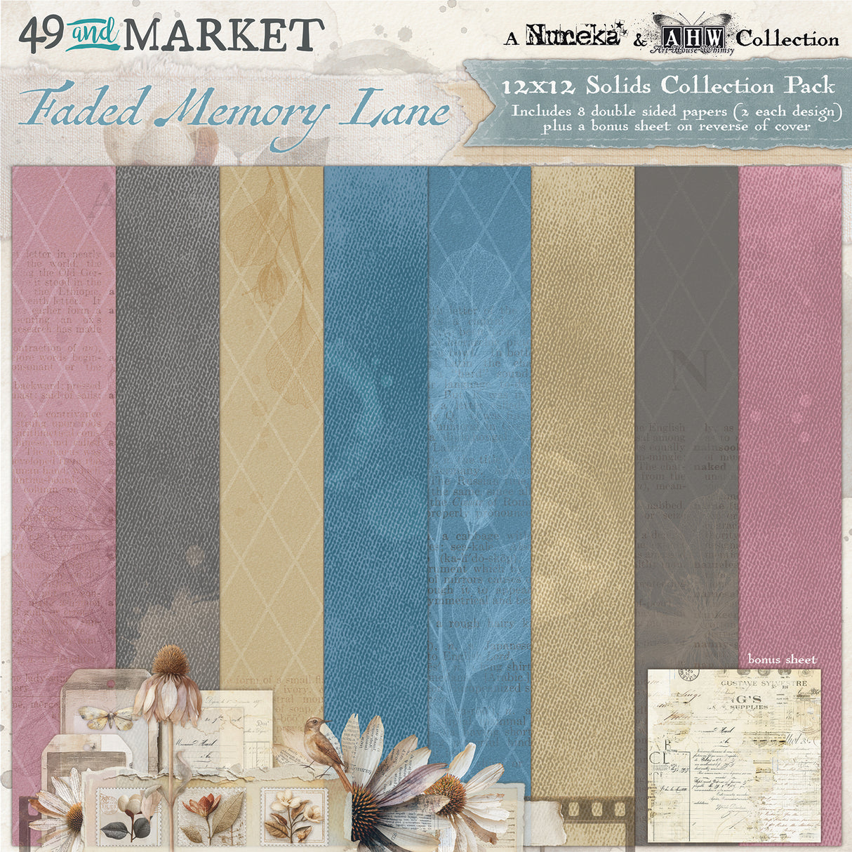 49 and Market 12 x12 Solids Collection Pack - Faded Memory Lane