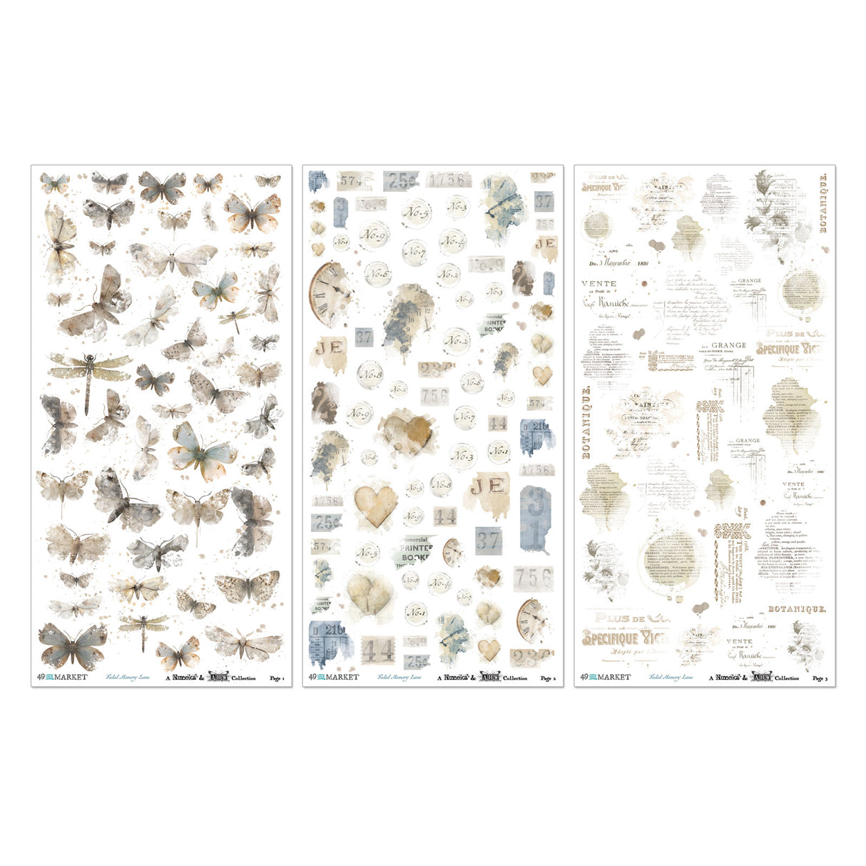 49 and Market 6 x12 Blendable Rub-on Transfer Set - Faded Memory Lane
