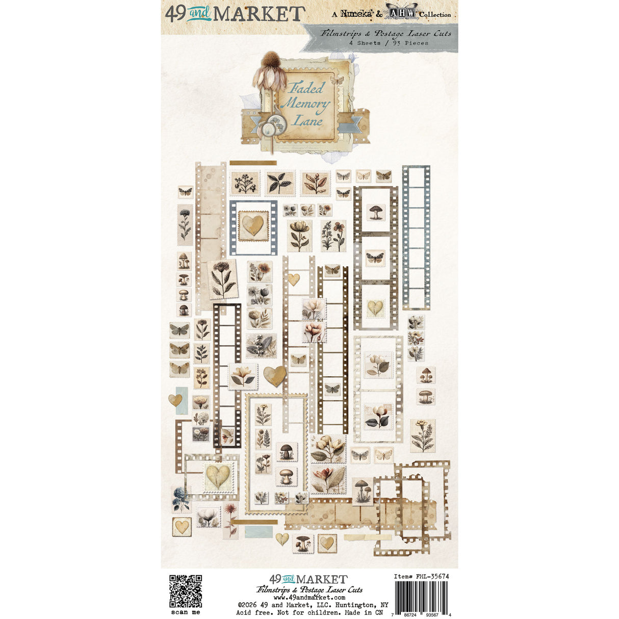 49 and Market Laser Cut Filmstrips and Postage - Faded Memory Lane
