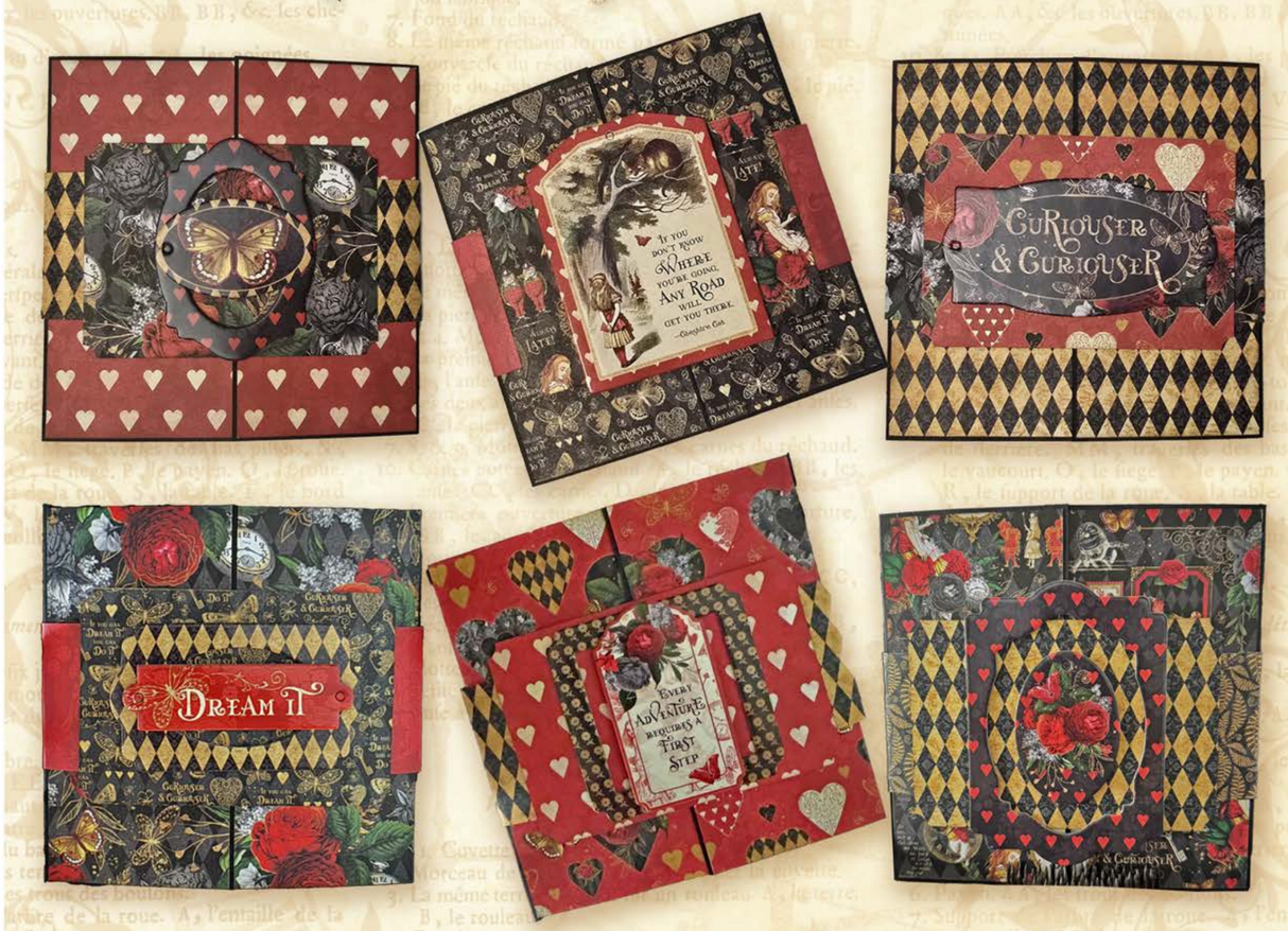 Graphic 45 Card Class Series Vol 1 2025 - Curiouser & Curiouser – Pop-Up Card Set