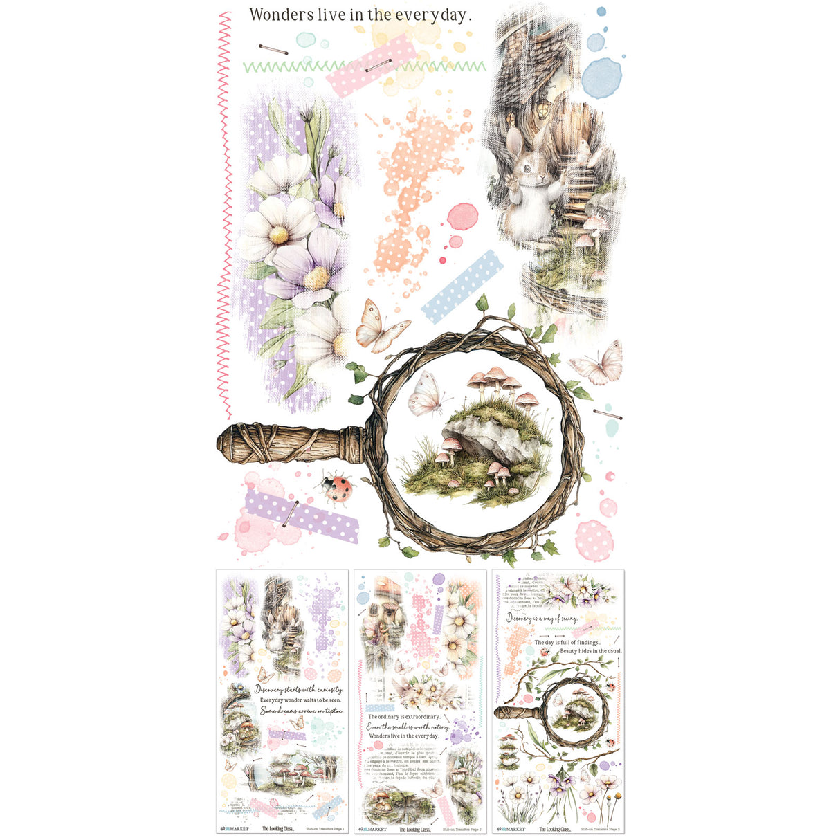 49 and Market 6 x12 Blendable Rub-on Transfer Set  - The Looking Glass