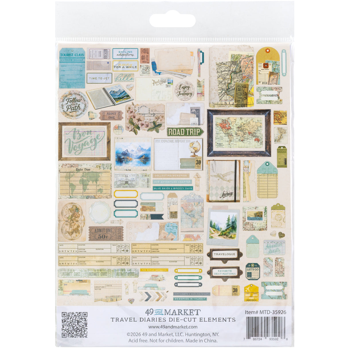 49 and Market Die-Cut Elements - Travel Diaries